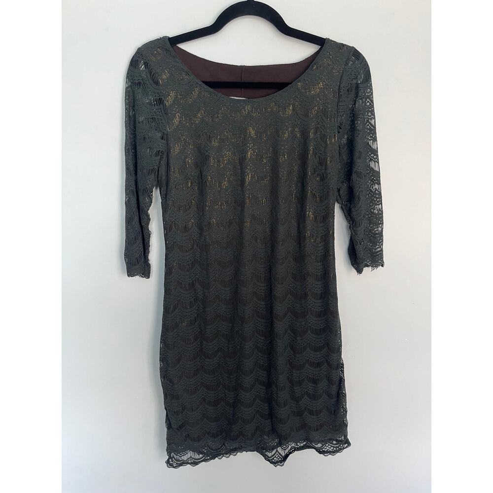 Free People‎ Lace Overlay Dress Women Medium Black Bodycon Gothic